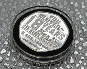 18th Birthday Silver Commemorative in Capsule. Gift/Present Congratulations/Party/Celebration/Ideas Celebrating 18 Years