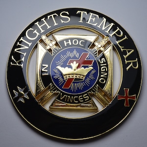 Large Enamelled MASONIC Car Emblem/Decoration/Badge/Decal. KNIGHTS TEMPLAR. Freemasonry, Masons, Lodge. Enamel Badge, 75mm