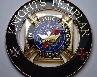 Emblema/Decoración/Insignia/Calcomanía Masónica Grande para Auto, Esmaltada. CABALLEROS TEMPLARIOS. Francmasonería, Masones, Logia. Insignia de esmalte, 75 mm.