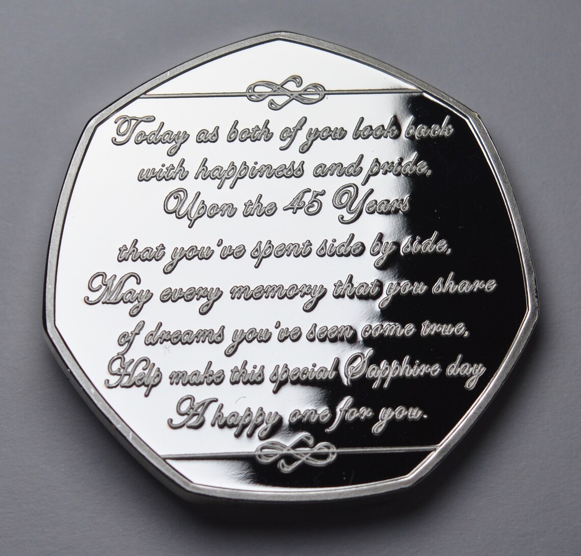 45th SAPPHIRE WEDDING ANNIVERSARY Silver Commemorative