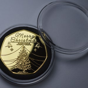 MERRY CHRISTMAS 24ct Gold Commemorative in Capsule. Snowman/Reindeer/Tree Gift/Present/Stocking Xmas/Festive Secret Santa