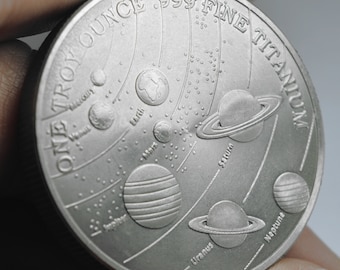 Fine/Pure .999 TITANIUM Coin/Round/Bar. Our Solar System. One Troy Ounce 31.1g. Investment/Bullion