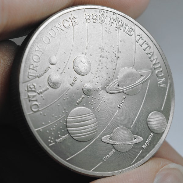 Fine/Pure .999 TITANIUM Coin/Round/Bar. Our Solar System. One Troy Ounce 31.1g. Investment/Bullion