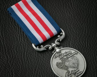 On Our 12th SILK Wedding Anniversary Medal - Distinguished Service and Bravery in the Field. Gift/Present Husband/Wife 12 Years. Silver.