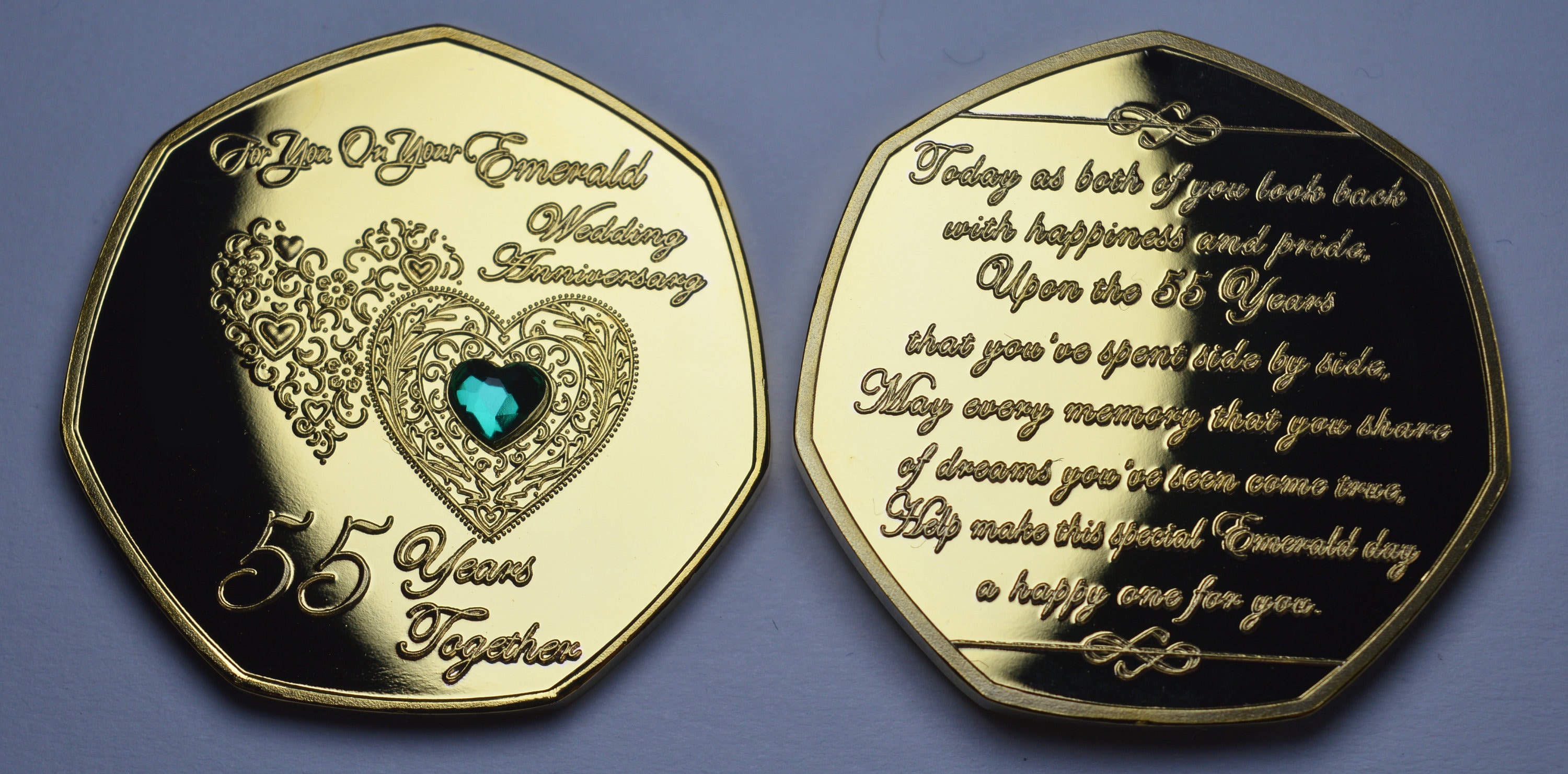 55th EMERALD WEDDING ANNIVERSARY 24ct Gold Commemorative With Etsy