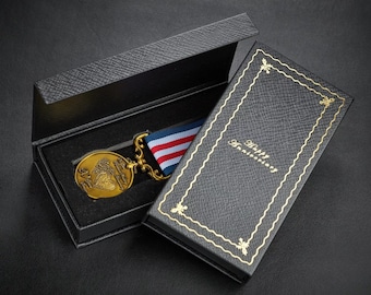 Your 20th (Porcelain) Wedding Anniversary Medal - Distinguished Service and Bravery in the Field. Case. Gift Husband/Wife 20 Years. Gold.