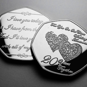 For You On Our 20th CHINA WEDDING ANNIVERSARY Commemorative. Silver. Gift/Present Husband/Wife/Partner. 20 Years. I Love You