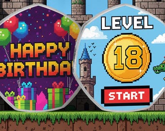 18th Birthday Full Colour Silver Commemorative Coin. 18 Years Gift/Present Retro/Gaming Congratulations Celebrating Son/Daughter/Grandson