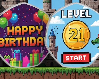 21st Birthday Full Colour Silver Commemorative Coin. Gift/Present Celebrating 21 Years Retro/Gaming Congratulations Son/Daughter/Grandson