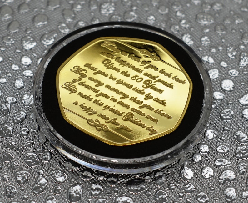 50th GOLDEN WEDDING ANNIVERSARY 24ct Gold Commemorative in Presentation/Display/Gift Box/Case and Capsule. Gift/Present 50 Years Together image 5