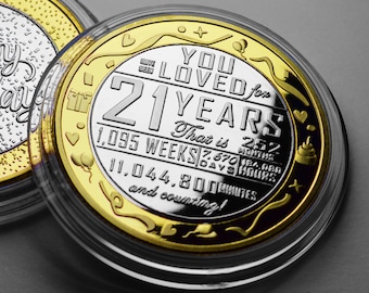 21st Birthday Dual Metal Silver & 24ct Gold Commemorative in Capsule. Gift/Present Celebrating 21 Years Son/Daughter Grandson/Granddaughter