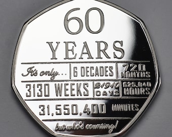 60th Birthday Silver Commemorative. Gift/Present Congratulations/Party/Celebration/Ideas Celebrating 60 Years Sixty Sixtieth