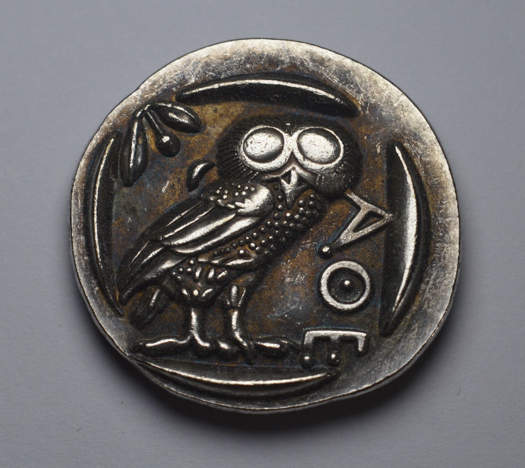 古代ギリシャ　アテナイ　フクロウのテトラドラクマ銀貨/ローマ　デナリウス コイン 古代ギリシャ アテナイ フクロウのテトラドラクマ銀貨/ローマ