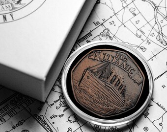 RMS TITANIC Antique Bronze Commemorative Coin in Gift Box. World Heritage Site/Wreck. 1912 White Star Line, Olympic Class, Ocean Liner