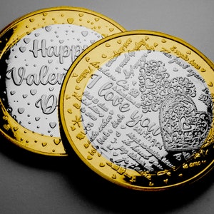 Joyeuse Saint-Valentin « Je t'aime » Pièce commémorative en argent et or 24 carats « Je t'aime ». Double métal. Cadeau pour mari/femme/petite amie/petit ami/partenaire