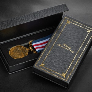 For You On Our Anniversary - Long/Distinguished Service, Bravery in the Field Medal. Gift/Presentation Box/Case. Antique Gold. Husband/Wife