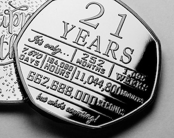 21st Birthday Silver Commemorative. Gift/Present Son/Daughter Congratulations/Party/Celebration/Ideas Celebrating 21 Years Twenty One