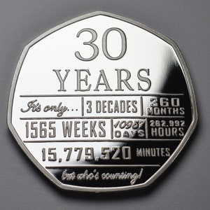 Brand New 30th Birthday Silver Commemorative. Gift/Present Congratulations/Party/Ideas Celebrating 30 Thirty Years Thirtieth