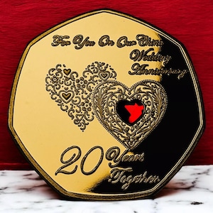Para ti EN NUESTRO 20.° aniversario de bodas en China, oro de 24 quilates conmemorativo. Gema. 20 años juntos, regalo/presente de amor/muestra para esposo/esposa/pareja.