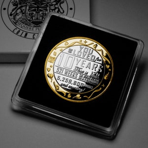 10th Birthday Dual Metal Silver & 24ct Gold Commemorative in Case. Gift/Present Celebrating 10 Years Son/Daughter Grandson/Granddaughter
