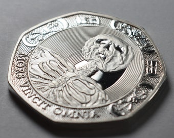 Pièce De Défi Memento Mori Memento Vivere - Crâne Roses Et Sablier Ouroboros, Souvenir Philosophique Unique