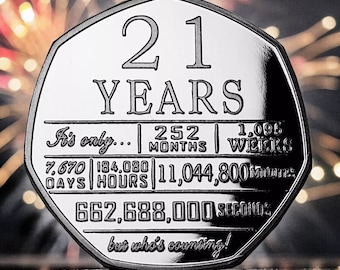 21st Birthday Silver Commemorative. Gift/Present Son/Daughter Congratulations/Party/Celebration/Ideas Celebrating Twenty One 21 Years