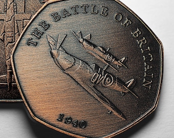 The Battle of Britain & Supermarine Spitfire Antique Bronze Commemorative Coin. WW2 1940 Albums/Collection/Collectable/British History