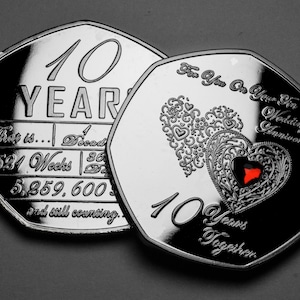 For You On Your 10th TIN WEDDING ANNIVERSARY Silver Commemorative. Gemstone. Gift/Present Friend/Son/Daughter/Couple. 10 Years Together.