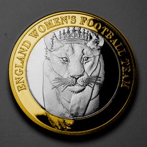 England Women&#39;s Football Silver & 24ct Gold Dual Metal Commemorative. England Ladies/Women Europe/Champions, Lioness/ Lionesses 2022 2023