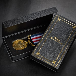 Our 15th Crystal Wedding Anniversary Medal in Presentation Case. Long Service and Bravery in the Field. Gift/Present Husband/Wife. Gold. 15