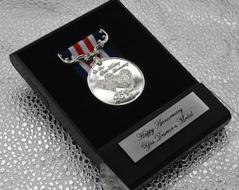 Medal z okazji 25. Srebrnej Rocznicy Ślubu w etui. Długoletnia/Wybitna Służba i Odwaga na Polu. Prezent od Męża/Żony.