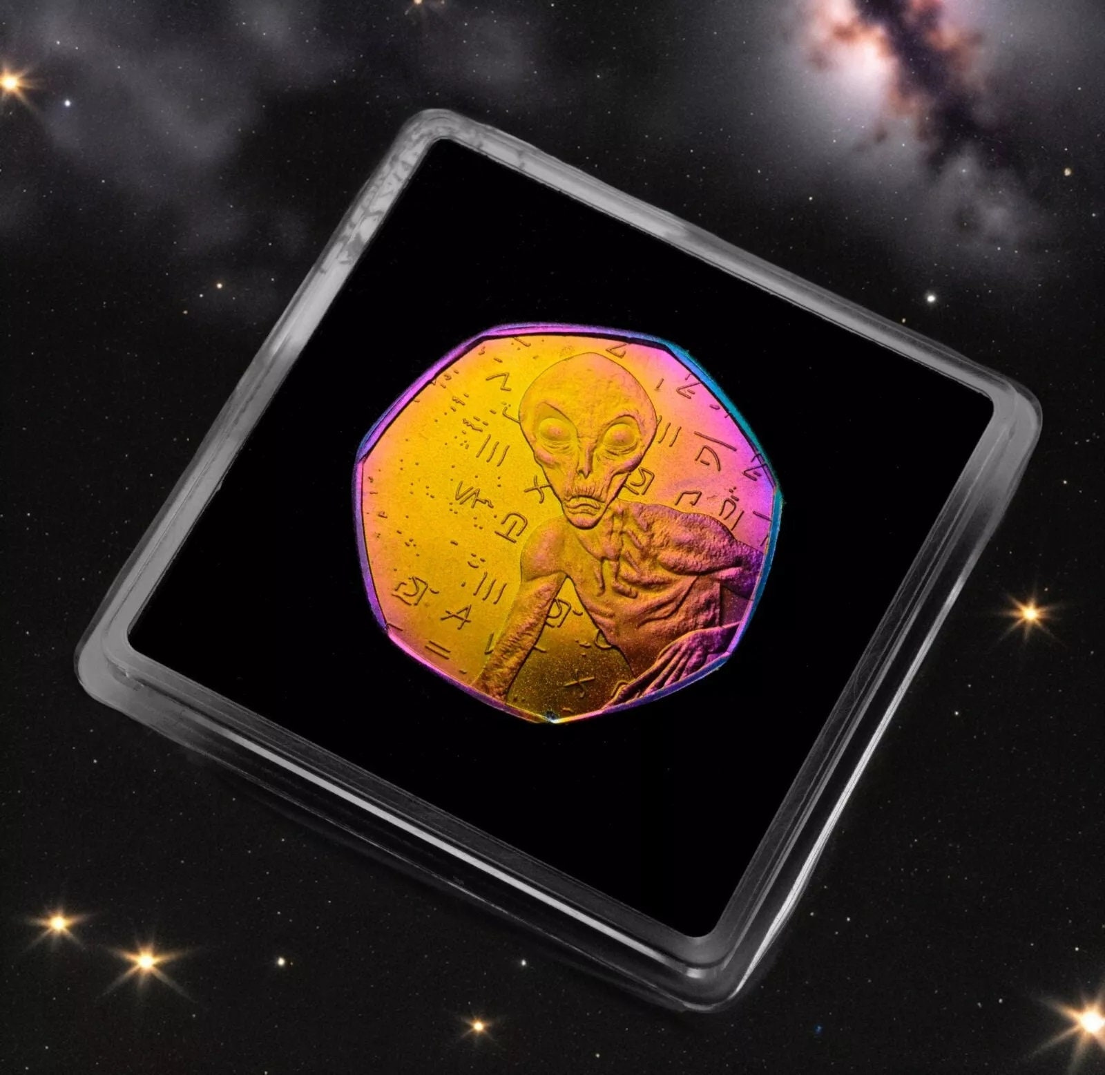 非常に珍しい .999 チタン エイリアン コイン/ギフトケース入り工芸品。エリア 51。虹色。UFO/米国/宇宙船 ネバダ - Etsy 日本