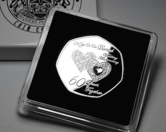 Till dig på vår 60:e diamantbröllopsdag. Minnesgåva. Diamant ädelsten. Hårt fodral. Gåva/Present till make/hustru/äktenskap. 60 år.