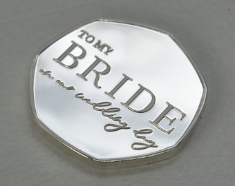 To My Bride on our Wedding Day Commemorative. Gift/Present/Favour Wife/Bride/Partner/Marriage