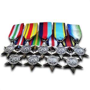 Superb Complete Set of 9 British Star Campaign Medals & Ribbons 1939-1945 WW2