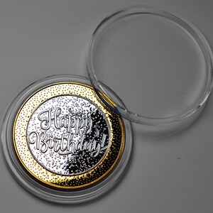thumbnail image 2 of 80th Birthday Dual Metal Silver & 24ct Gold Commemorative Coin – Display Case Included 2 of 4