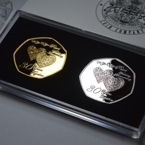 Pair of 30th PEARL WEDDING ANNIVERSARY Silver & 24ct Gold Commemoratives. Display/Presentation Case and Gift Box. Present. 30 Years