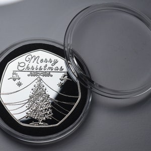 MERRY CHRISTMAS .999 Silver Commemorative in Capsule. Snowman/Reindeer/Tree Gift/Present/Stocking Xmas/Festive Secret Santa