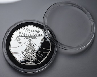 MERRY CHRISTMAS .999 Silver Commemorative in Capsule. Snowman/Reindeer/Tree Gift/Present/Stocking Xmas/Festive Secret Santa