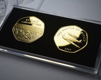 Pair Of BATTLE OF BRITAIN Commemoratives In 50p Coin Display Case - Foto 12