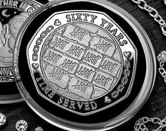 Our 60th DIAMOND WEDDING ANNIVERSARY Silver Commemorative Coin in Capsule. Partner in Crime! 60 Years Together. Gift/Present Husband/Wife.