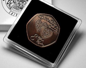 On Our 8th BRONZE WEDDING ANNIVERSARY Commemorative Coin in Gift Case. Bronze. Gift/Present for Partner/Husband/Wife 8 Years of Marriage