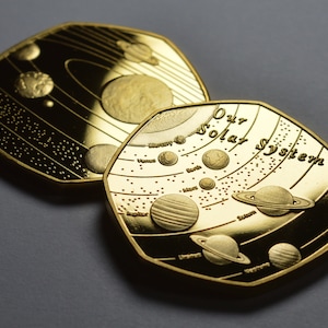 OUR SOLAR SYSTEM 24ct Gold Commemorative. Planets/Stars/Sun/Moon Space/Universe Earth/Venus/Mars