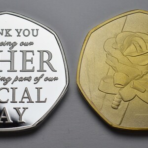 Par de conmemorativos del día de la boda 'Gracias por ser nuestro Usher'. Plata y oro de 24 quilates. Regalo/Presente/Favor/Recuerdo/Token