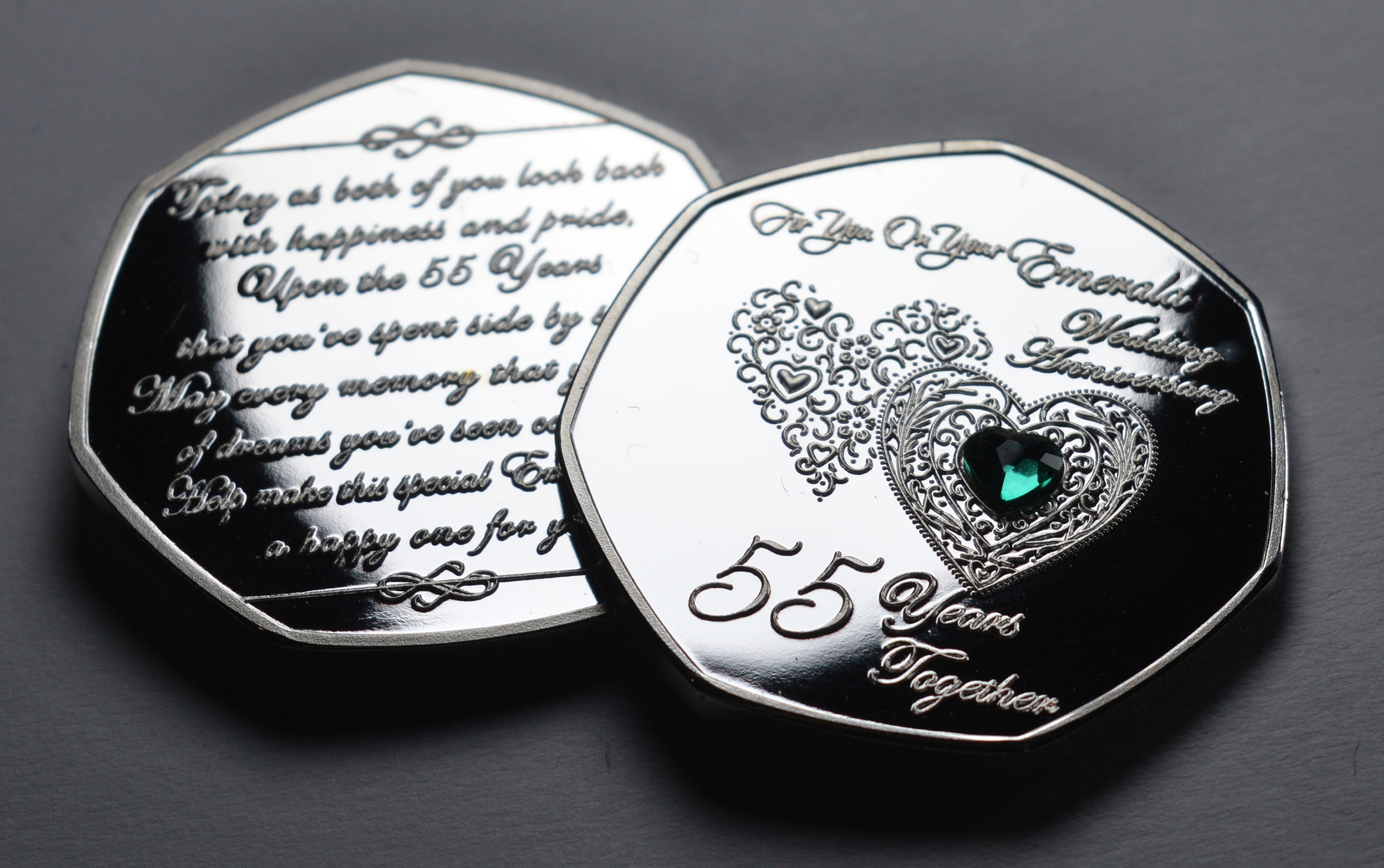 55th EMERALD WEDDING ANNIVERSARY .999 Silver Commemorative