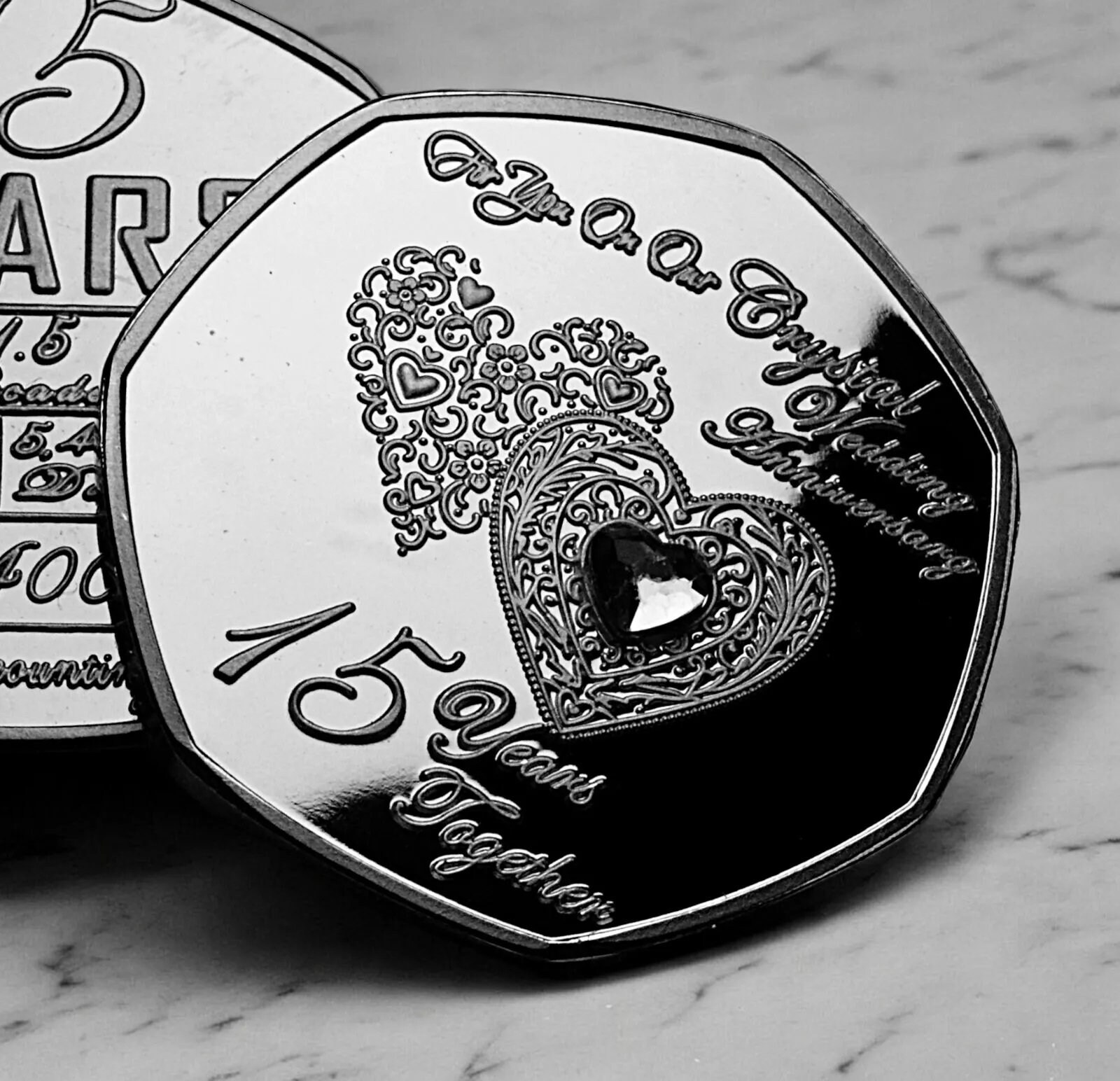 15回目のクリスタル結婚記念日のシルバー記念品。宝石。ギフト/プレゼント パートナー/夫/妻/カップル。15年 - Etsy 日本