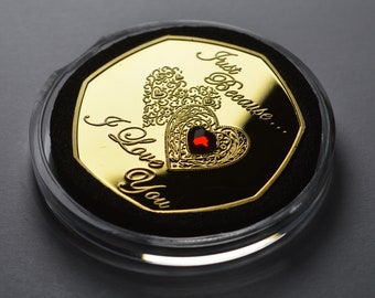 Sólo porque te amo Conmemorativo de oro de 24 quilates con piedra preciosa. Regalo/Presente Pareja/Esposo/Esposa Día de San Valentín Aniversario