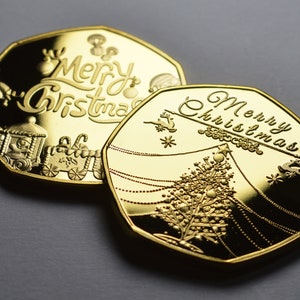 Pair of MERRY CHRISTMAS 24ct Gold Commemoratives. Snowman/Reindeer/Tree Gift/Present Xmas/Festive Stocking Filler Secret Santa
