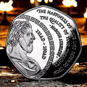 Marcus Aurelius Stoic/Stoicism Silver Commemorative Coin. Cardinal Virtues. Token/Memento Gift/Present