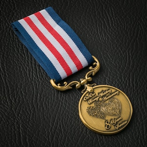 On Our 8th BRONZE Wedding Anniversary Medal - Distinguished Service and Bravery in the Field. Gift/Present Husband/Wife 8 Years. Gold.